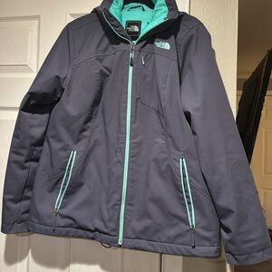 The North Face Charcoal Jacket with Aqua Details